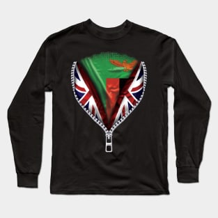 Zambian Flag  Zambia Flag zipped British Flag - Gift for Zambian From Zambia Long Sleeve T-Shirt